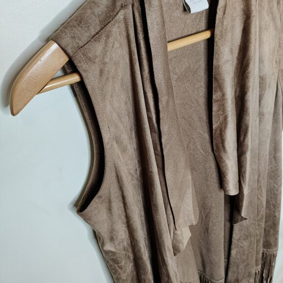 Design History South Western Boho Fringe Vest In Sepia Size Medium - Picture 2 of 9